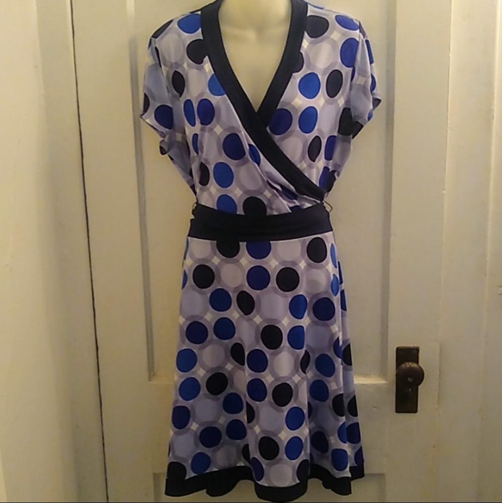New York and Company Blue Polka Dot Dress
